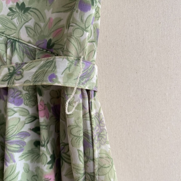 Vintage 1960s/50s Shelton Stroller Green Floral Belted Circle Skirt Dress M/L - Picture 11 of 15